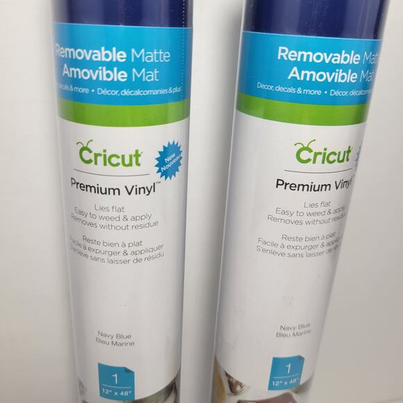 2 Cricut Premium Removable Vinyl Roll Sheets Navy Blue Matte 2005145 - Picture 2 of 4